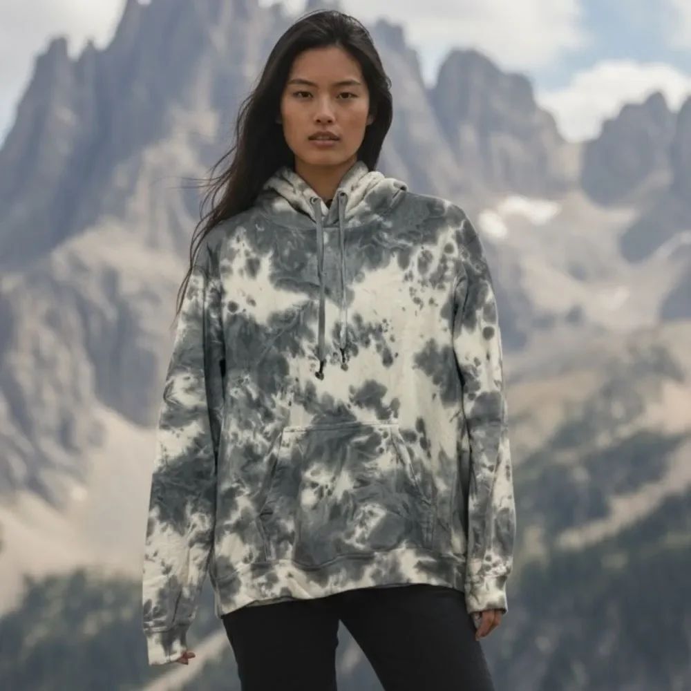 Maison Article Gray and White Tie-Dye Hoodie S